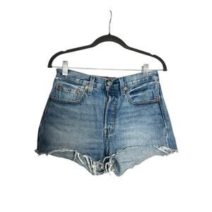 Levi’s 501 Light Wash Hidden Button Fly Raw Hem 100% Cotton Denim Jean Shorts 26